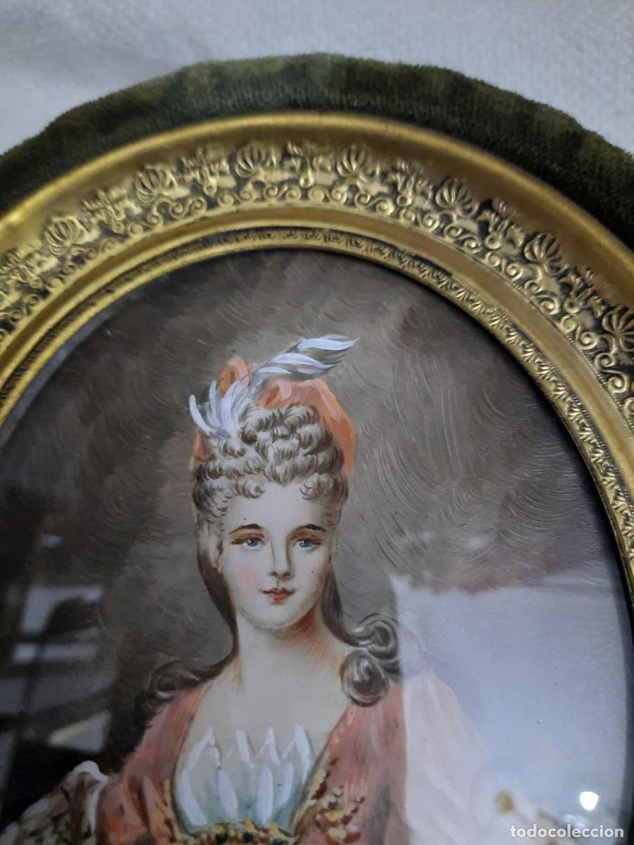 Coleccionismo: Antigua miniatura pintada al oleo - Foto 2
