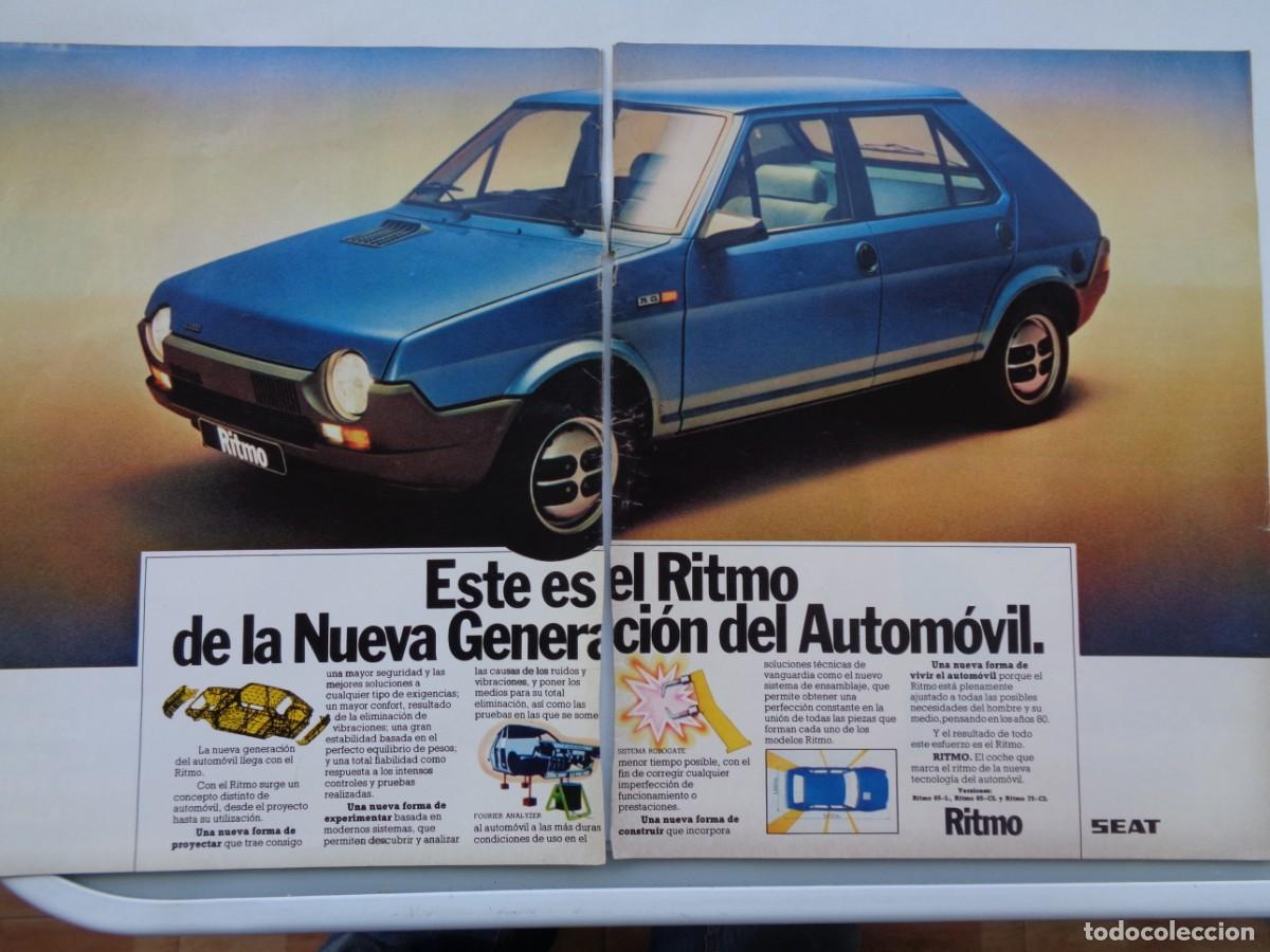 Coleccionismo: LOTE DE 2 HOJAS DE REVISTA CON ANUNCIO PUBLICITARIO DE COCHE SEAT RITMO. A&Ntilde;OS 70