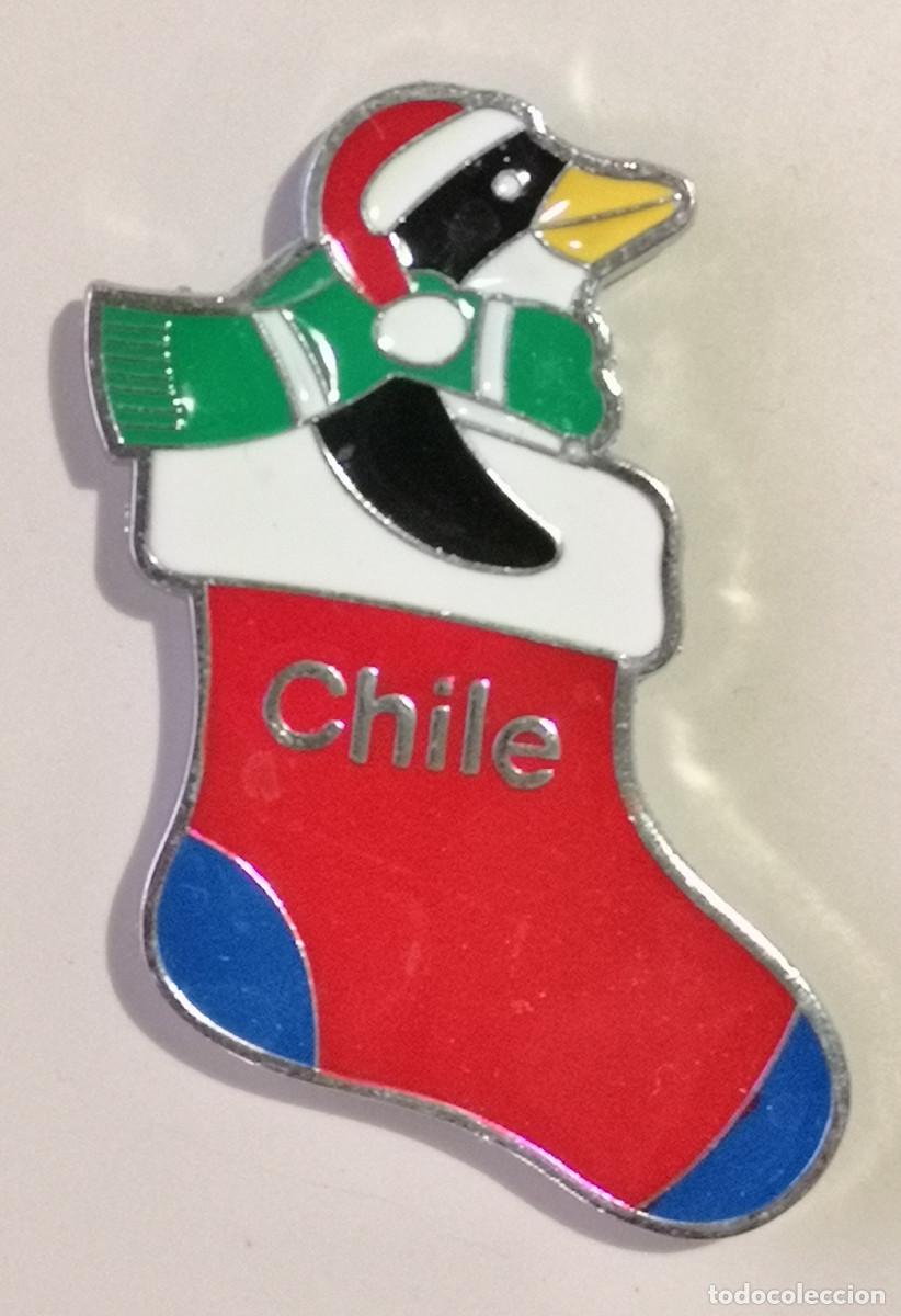 Coleccionismo: IMAN NEVERA METALICO MAGNET - CHILE - CALCETIN CON PINGUINO