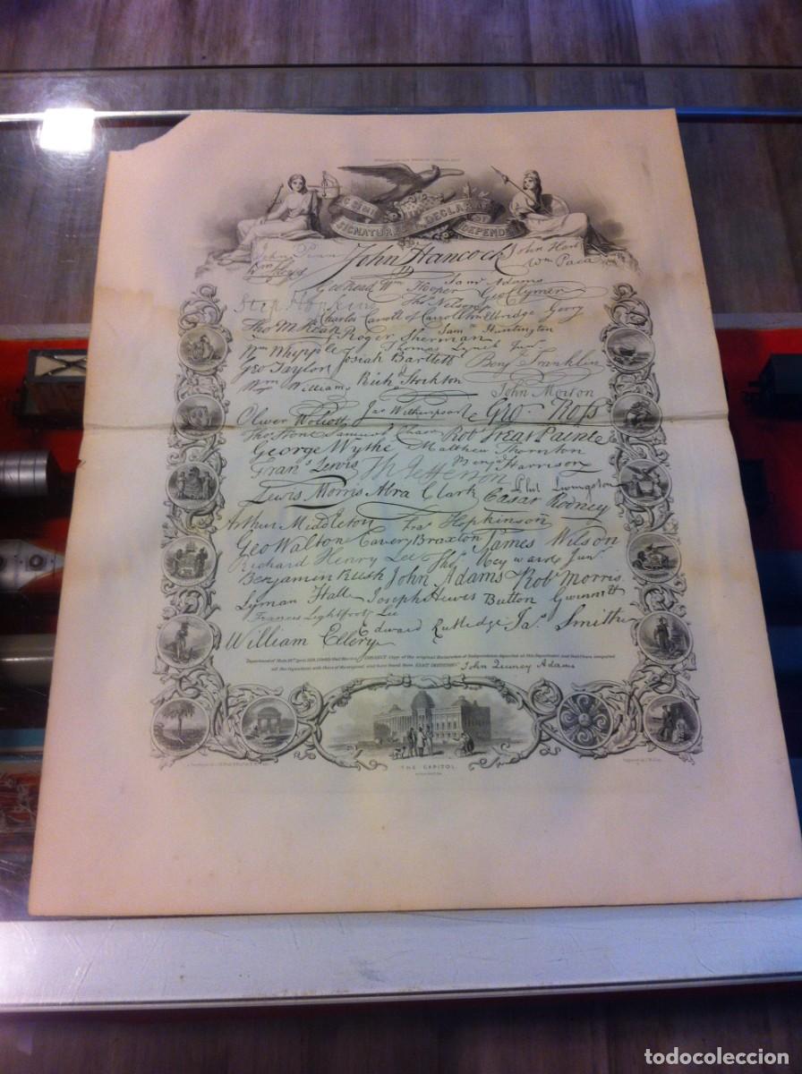 Collecting paper: GRABADO DE LA HISTORIA DE LOS ESTADOS UNIDOS. 1868. SIGNATURES TO THE DECLARATION INDEPENDENCE.
