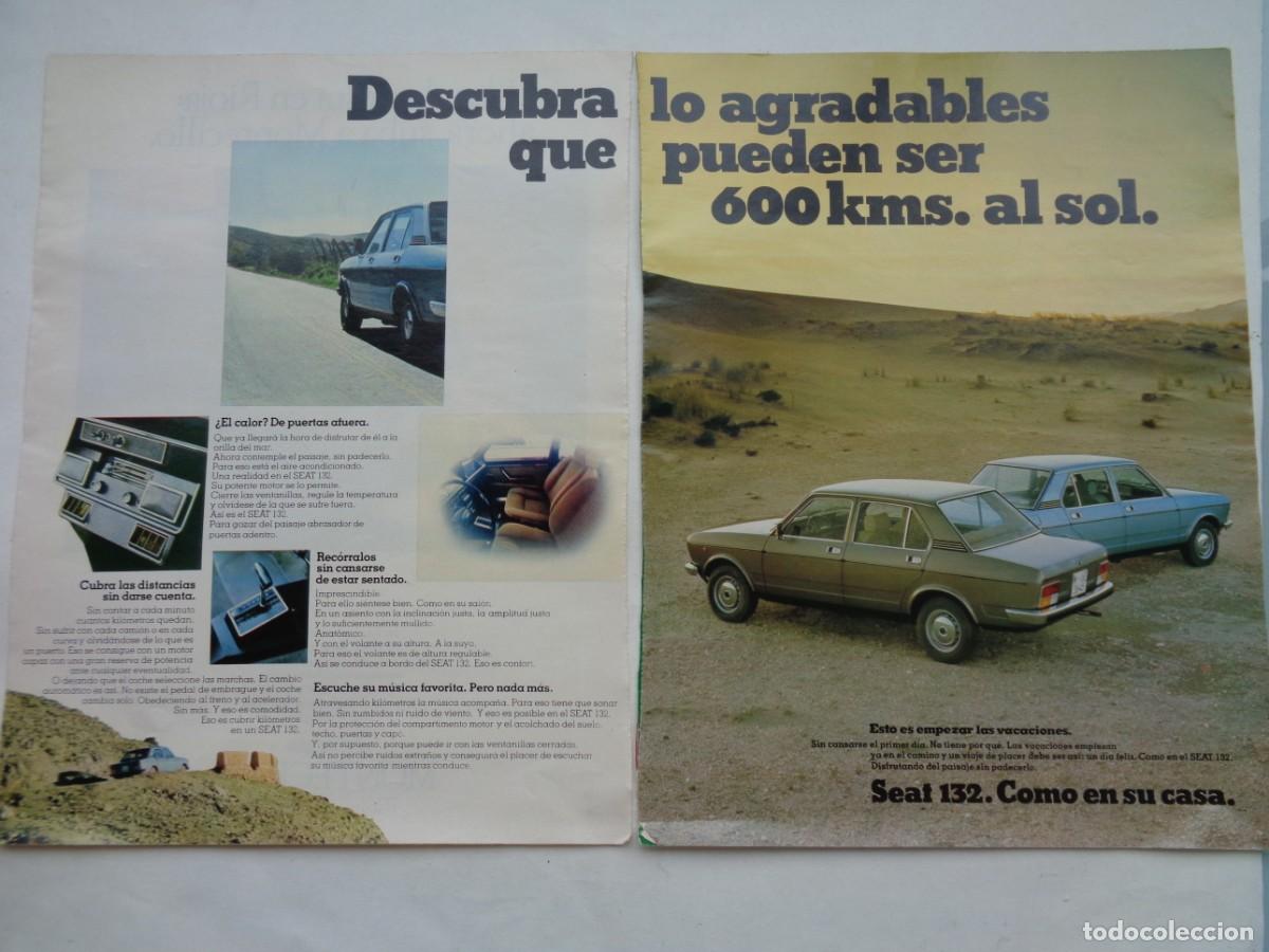 Coleccionismo: LOTE DE 2 HOJAS DE REVISTA CON ANUNCIO PUBLICITARIO DE COCHE SEAT 132 . A&Ntilde;OS 70