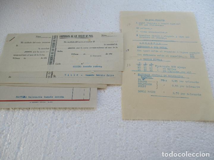Coleccionismo: MUESTRARIO DE :2 RECIBOS, 1 VALE Y UNA FACTURA, LISTA DE PRECIOS