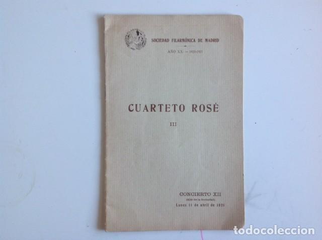 Coleccionismo: PROGRAMA CUARTETO ROS&Eacute; DE VIENA. SOCIEDAD FILARMONICA DE MADRID, 1921