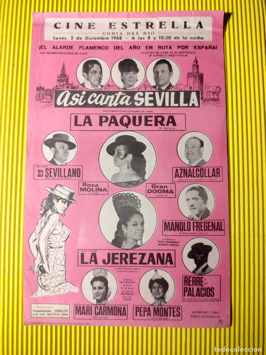 Coleccionismo: PROGRAMA DE TEATRO ** ASI CANTA SEVILLA ** LA PAQUERA,LA JEREZANA,EL SEVILLANO Y OTROS * 15X34