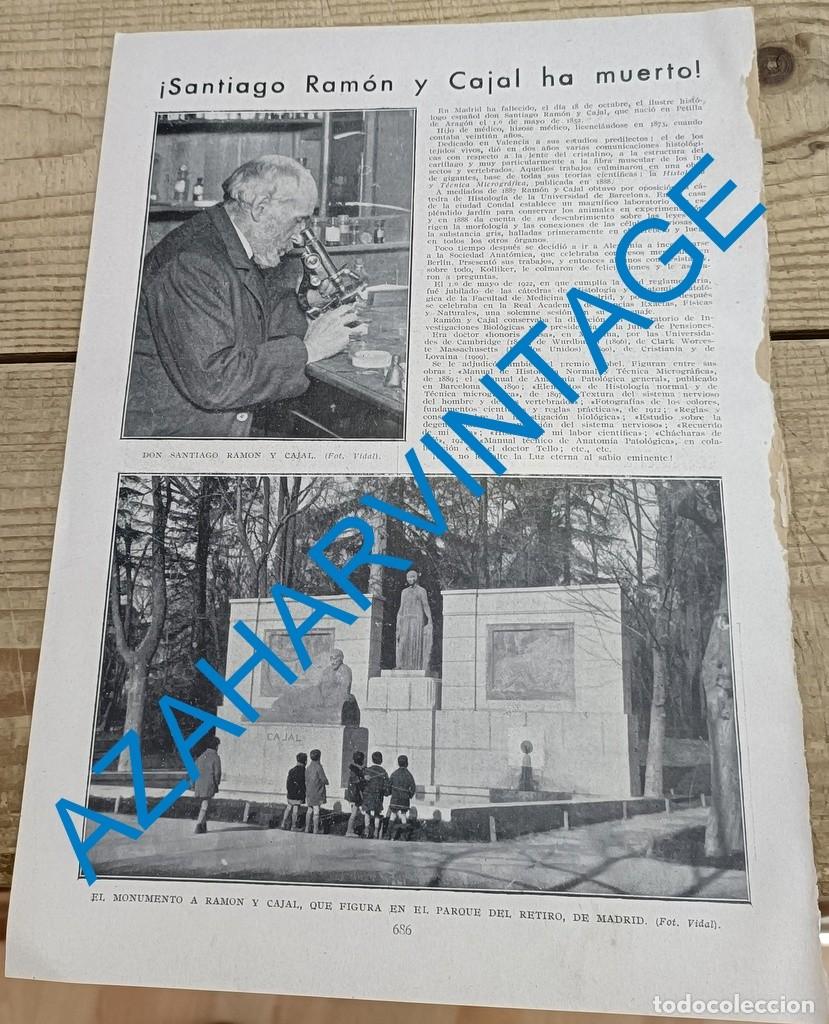 Coleccionismo: 1934, MUERTE DE SANTIAGO RAMON Y CAJAL, HOJA DE PUBLICACION