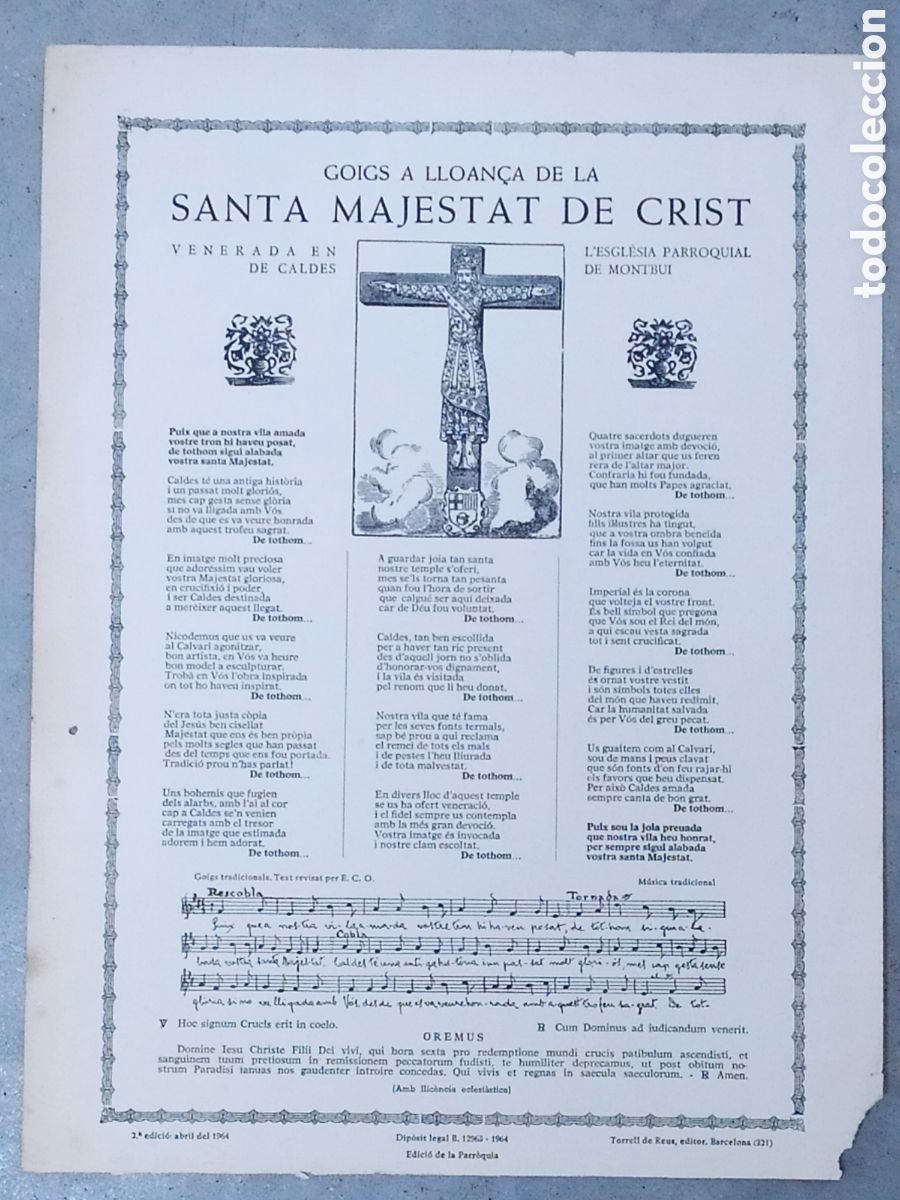 Coleccionismo: GOIGS EN LLOAN&Ccedil;A DE LA SANTA MAJESTAT DE CRIST - ED. TORRELL DE REUS 1964