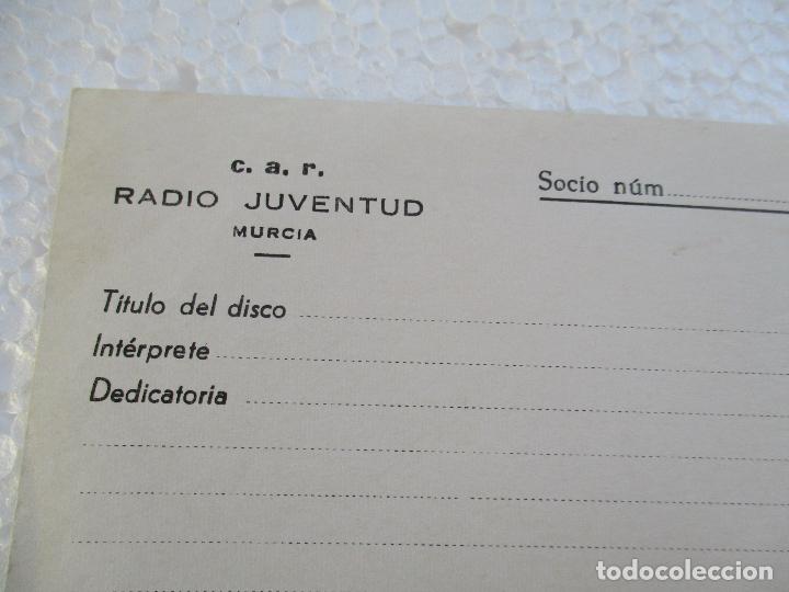 Coleccionismo: CUPON DE: C.A.R.- RADIO JUVENTUD, MURCIA- S/F-8 X 10 CM.