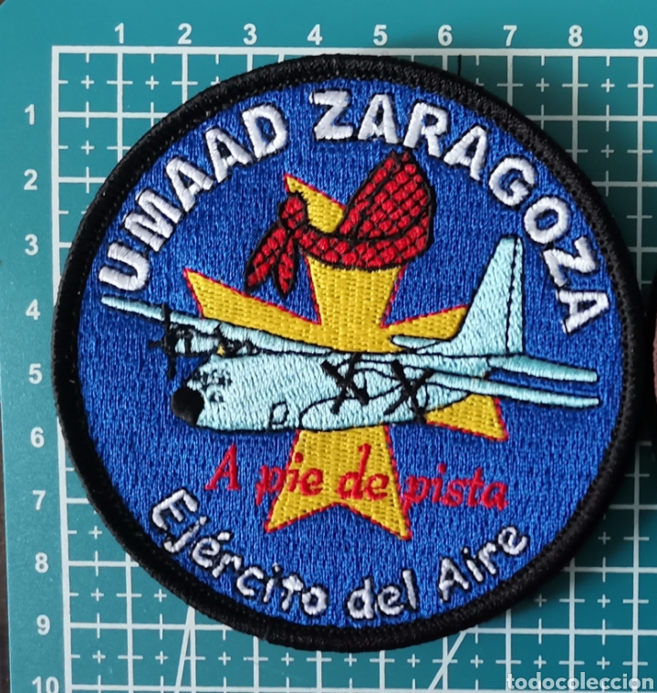 Coleccionismo: Parche bordado UMAAD ZARAGOZA color Ej&eacute;rcito &Aacute;ire Espa&ntilde;a A pie de pista