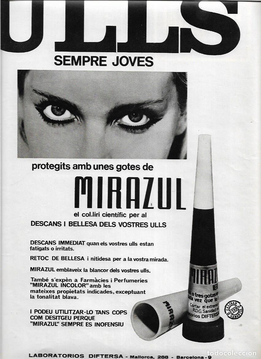 Sammelleidenschaft Papier: A&Ntilde;O 1969 RECORTE PRENSA PUBLICIDAD MIRAZUL COLIRIO COL.LIRI LABORATORIOS DIFTERSA BCNA GOTAS OJOS