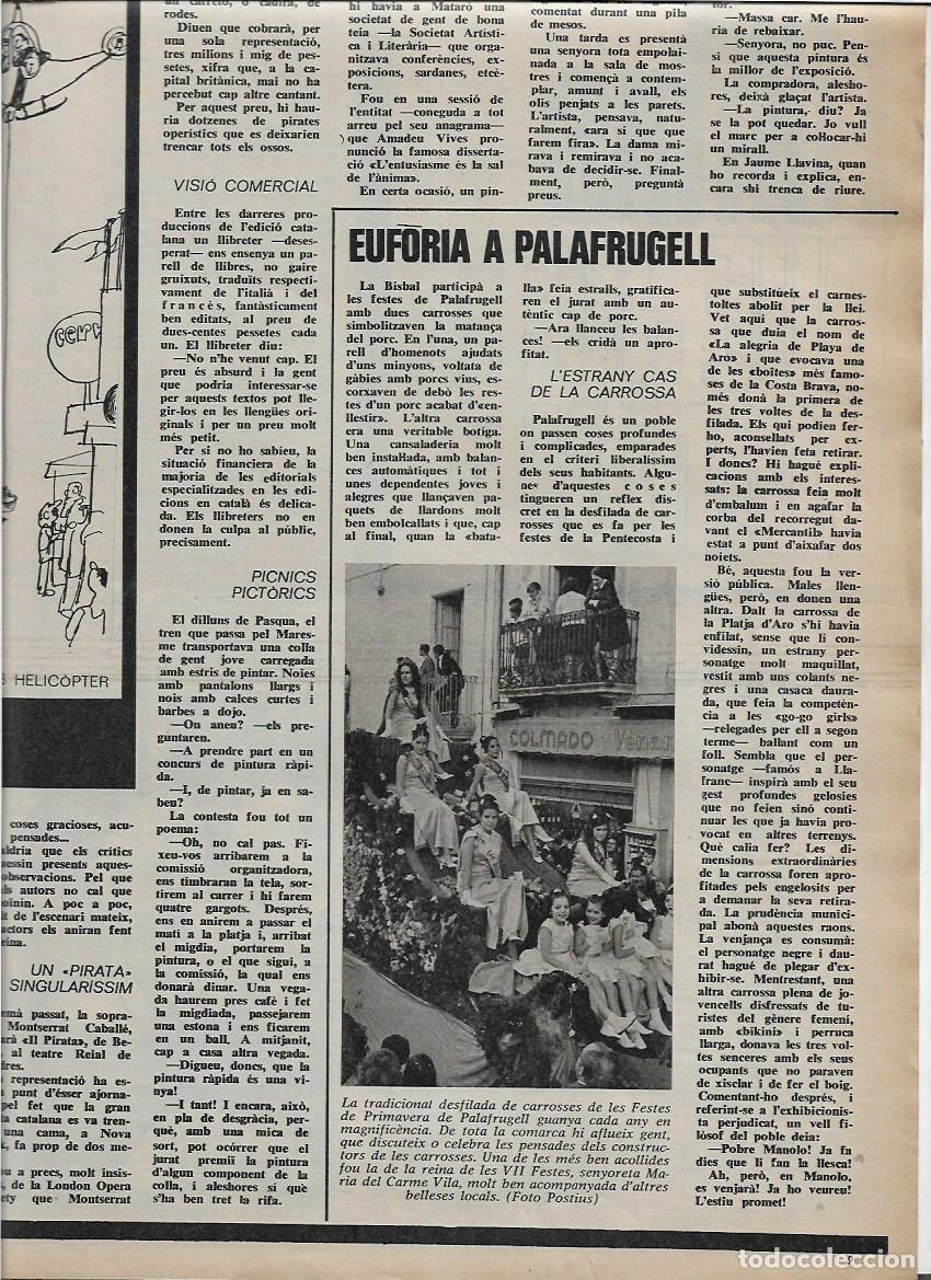 Sammelleidenschaft Papier: A&Ntilde;O 1969 RECORTE PRENSA PALAFRUGELL DESFILE CARROZAS FIESTAS DE PRIMAVERA REINA MARIA DEL CARME VILA