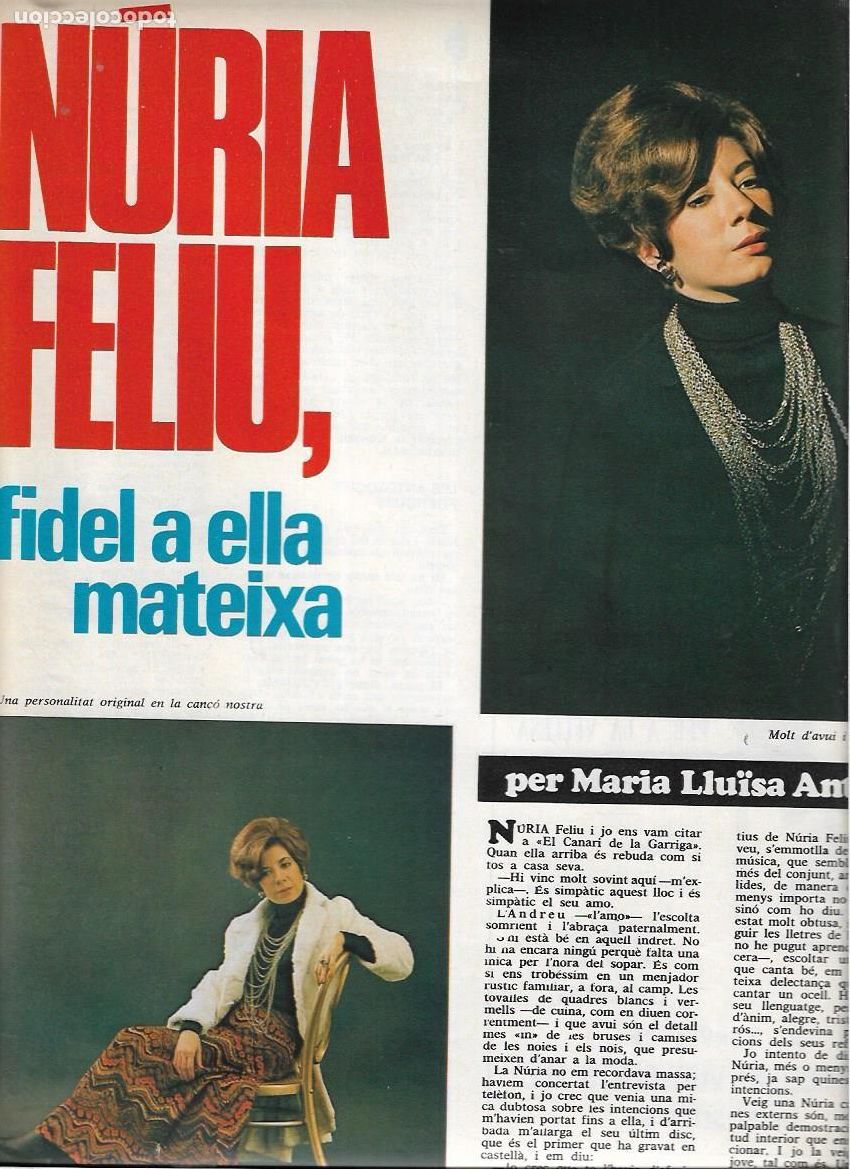 Sammelleidenschaft Papier: A&Ntilde;O 1969 RECORTE PRENSA NURIA FELIU FIEL A SI MISMA CANTANTE ARTISTA MUSICA EL CANARI