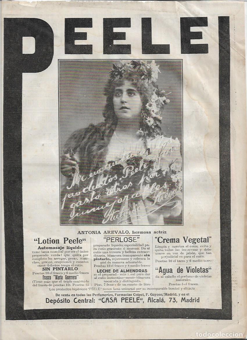 Sammelleidenschaft Papier: A&Ntilde;O 1917 RECORTE PRENSA PUBLICIDAD ANTONIA AREVALO ACTRIZ PUBLICITANDO CASA PEELE