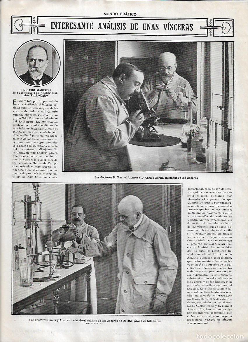 Collectionnisme: A&Ntilde;O 1916 TOXICOLOGIA ANALISIS VISCERAS QUINTIN ANDRES VICTIMA DE NICOLAS SAIZ DR ALVAREZ Y GARCIA