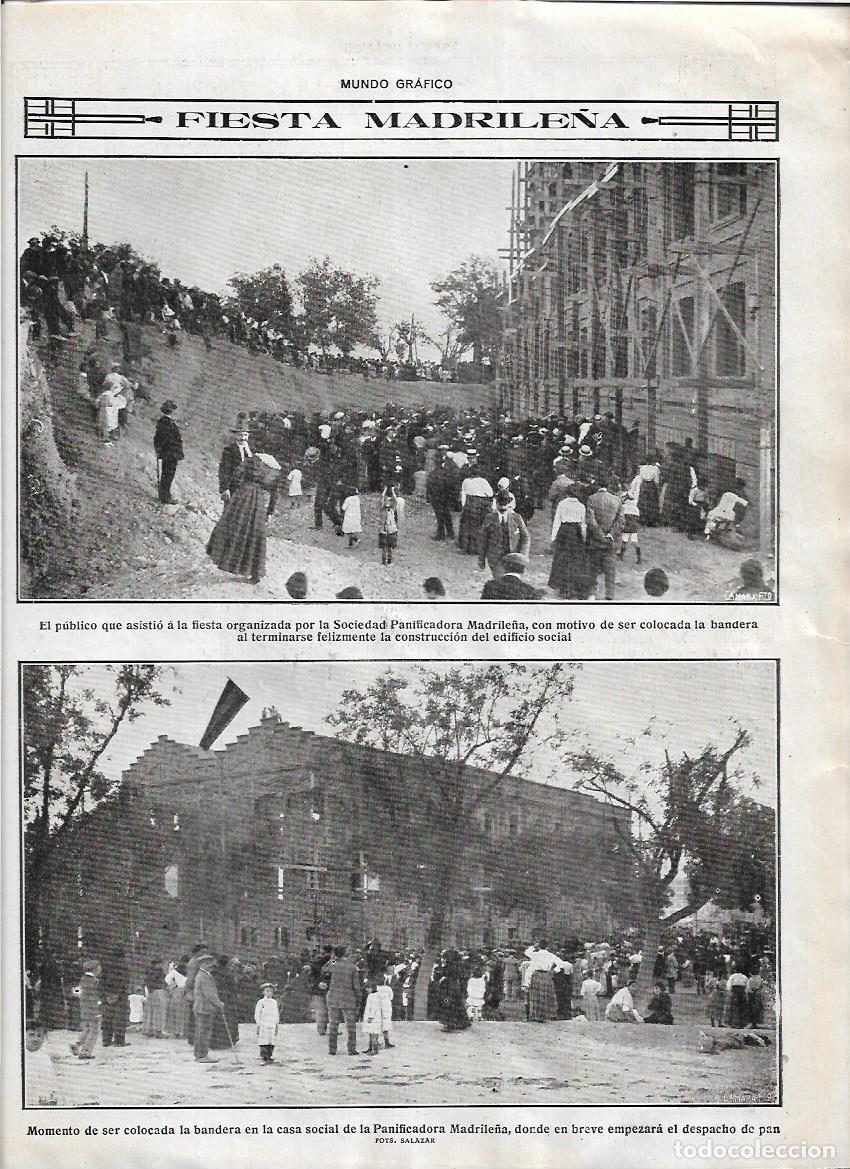 Collectionnisme: A&Ntilde;O 1916 RECORTE PRENSA INAUGURACION COLOCACION DE LA BANDERA DE LA PANIFICADORA MADRILE&Ntilde;A FIESTA