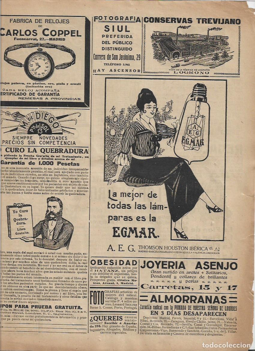 Collectionnisme: A&Ntilde;O 1916 RECORTE PRENSA PUBLICIDAD LAMPARA EGMAR BOMBILLA THOMSON HOUSTON IBERICA LUZ