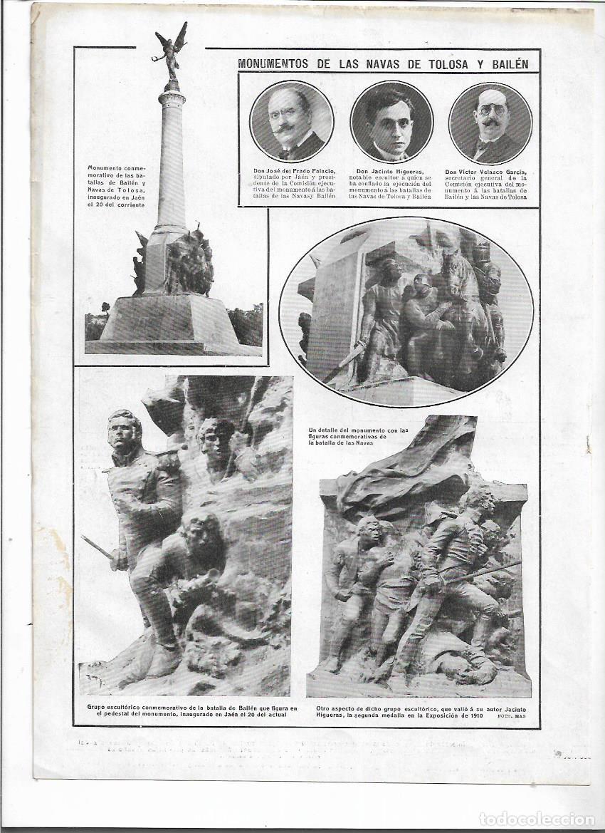 Collectionnisme: A&Ntilde;O 1912 RECORTE PRENSA JAEN ESCULTURA MONUMENTOS DE LAS NAVAS DE TOLOSA Y BAILEN JACINTO HIGUERAS
