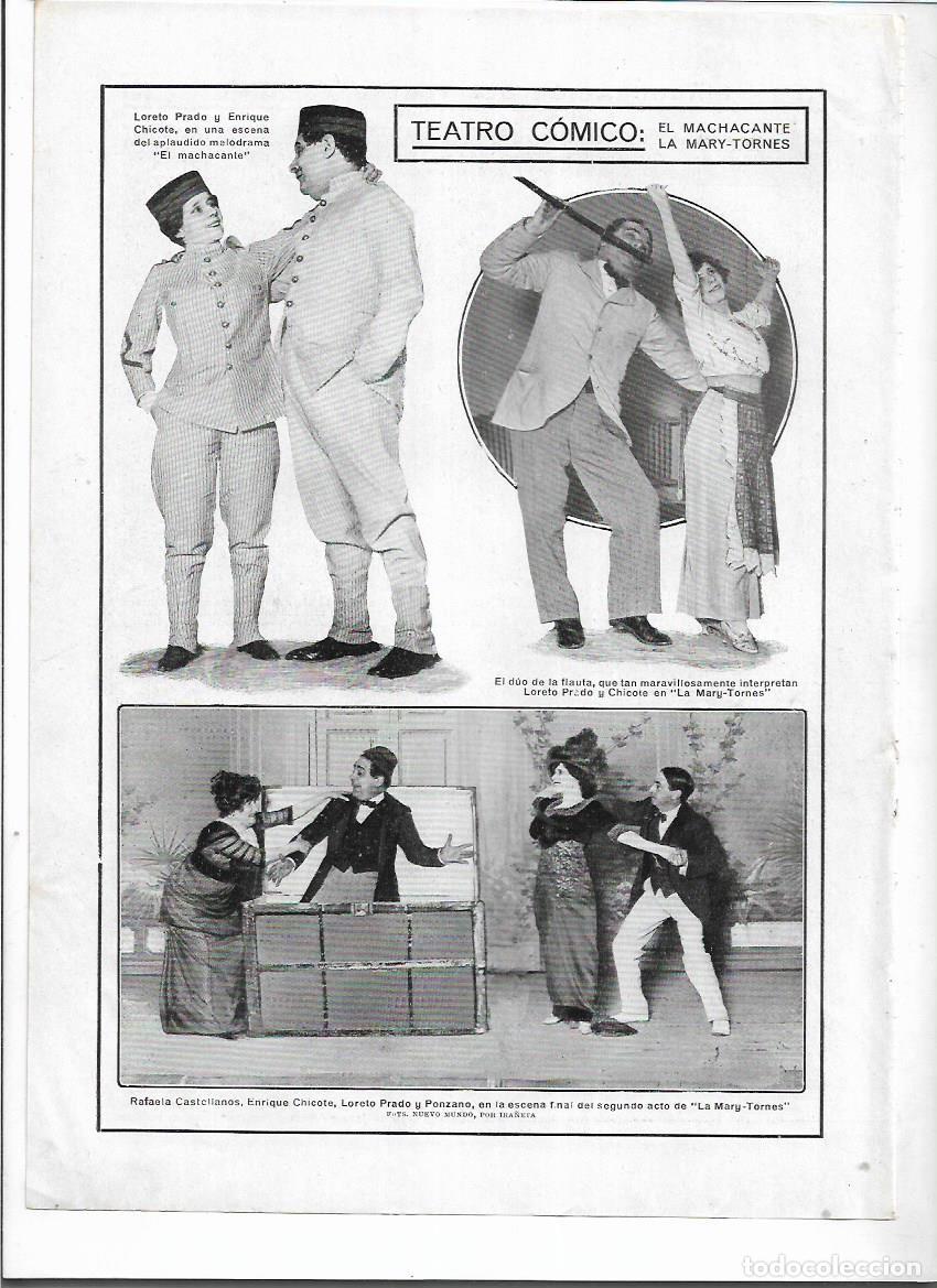 Collectionnisme: A&Ntilde;O 1912 RECORTE PRENSA TEATRO COMICO LORETO PARDO ENRIQUE CHICOTE EL MARCHANTE LA MARY TORNES