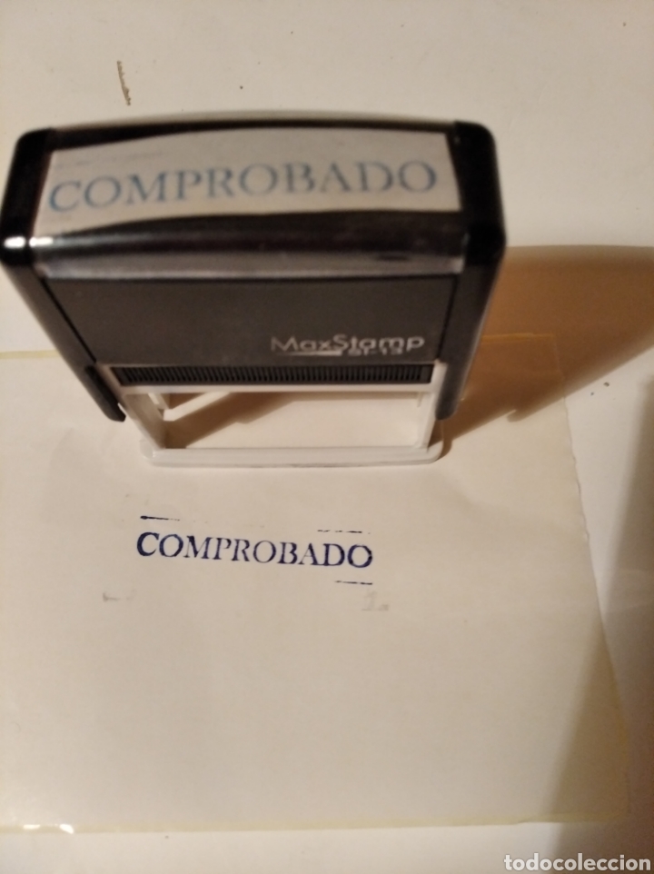 Coleccionismo: Sello de goma con el texto comprobado - Foto 2