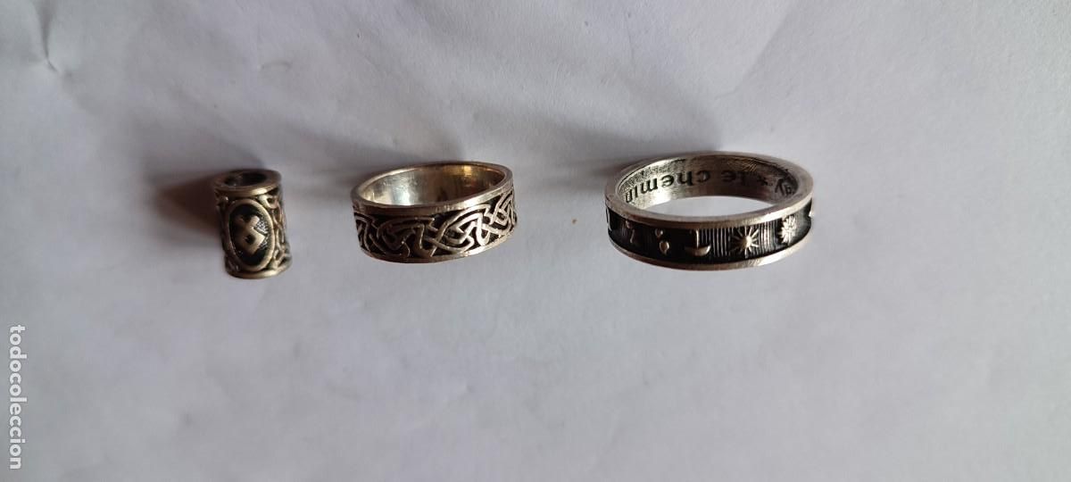 Coleccionismo: Anillos y sujeta pelos vikingos runas celta