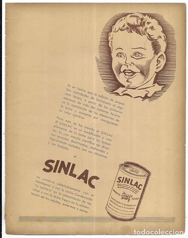 Coleccionismo: Publicidad. Modificador y Complemento de la Leche. SINLAC Sociedad Nestle, A. E. P. A.