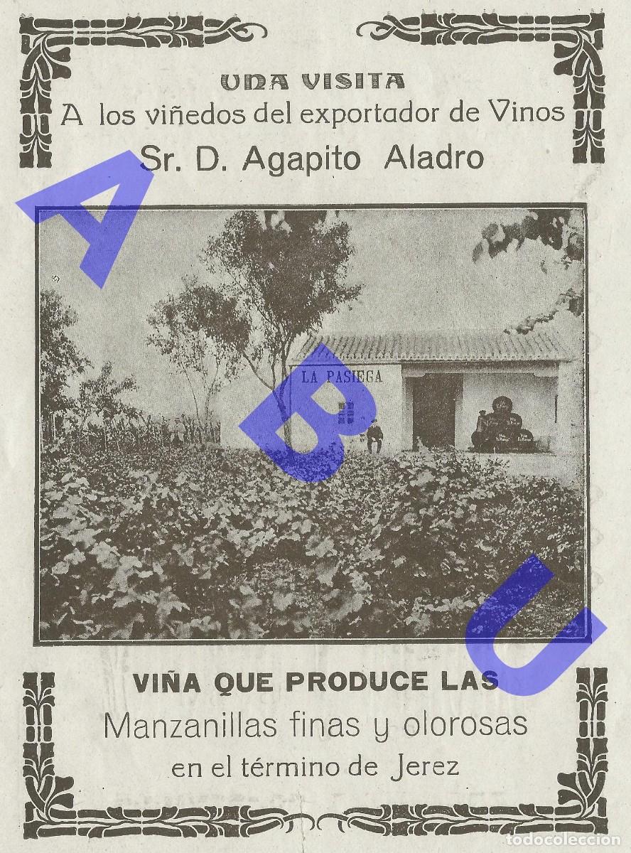 Coleccionismo: 17X12 1919 JEREZ AGAPITO ALADRO VINOS CLIPPING PROC DE REVISTA J56