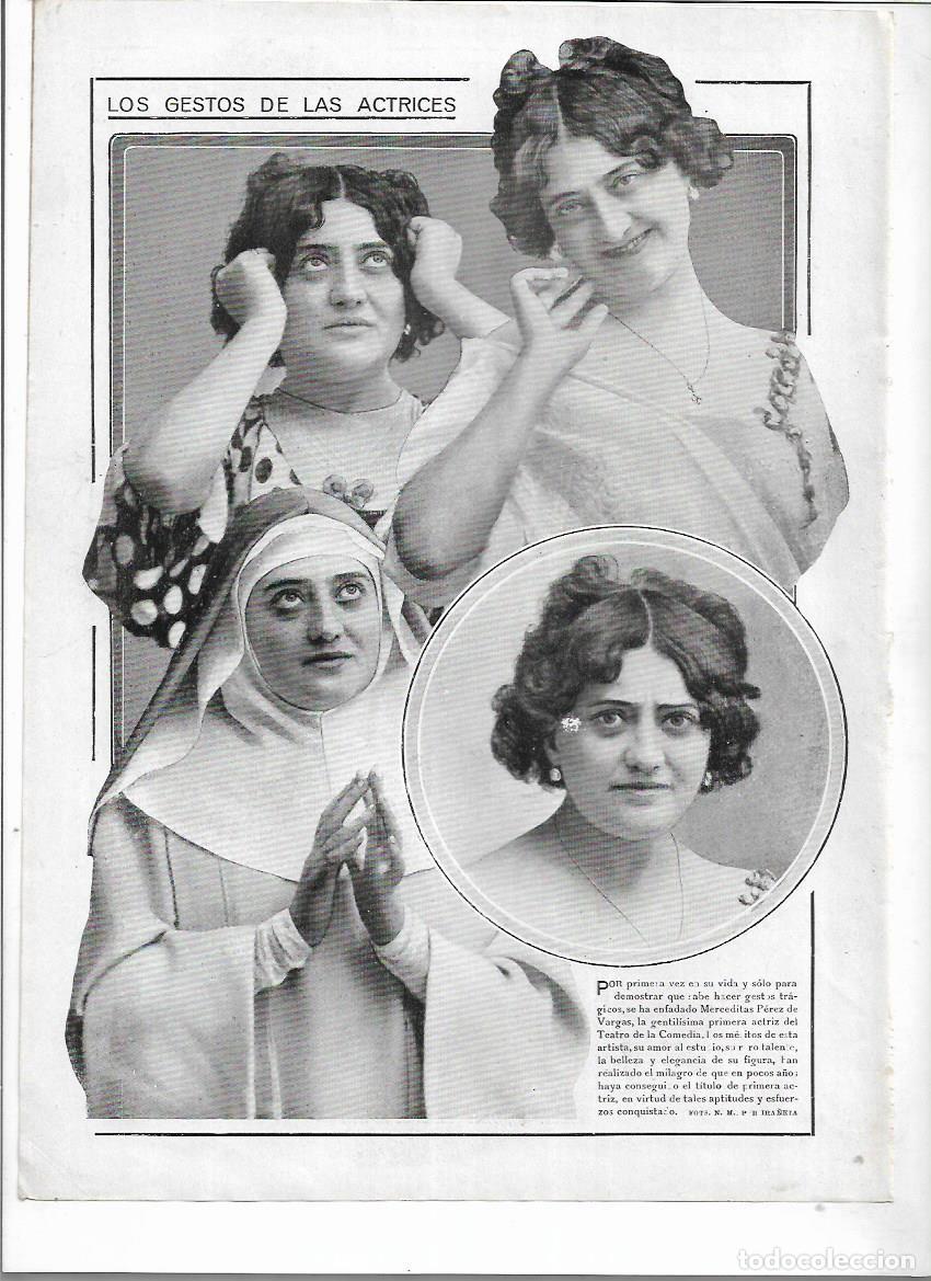 Collectionnisme: A&Ntilde;O 1912 RECORTE PRENSA MERCEDES PEREZ VARGAS ARTISTA ACTRIZ GESTOS INTERPRETATIVOS INTERPRETACION