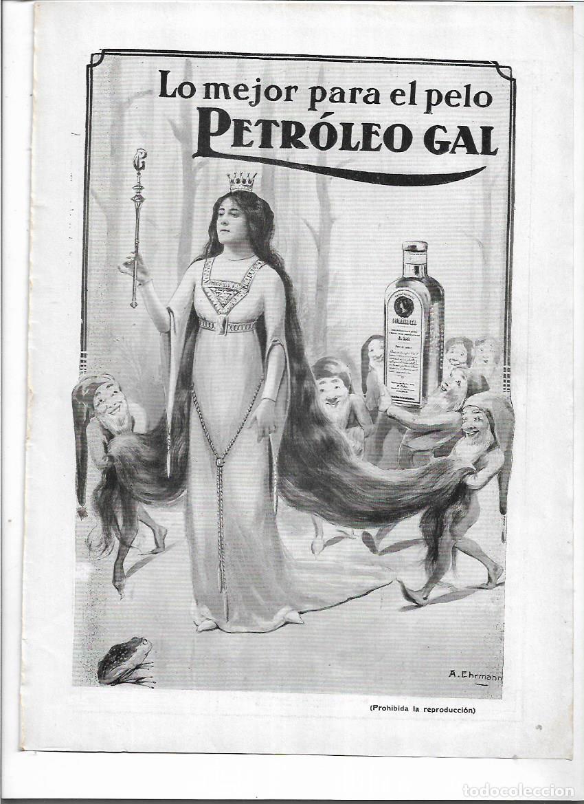 Collectionnisme: A&Ntilde;O 1912 RECORTE PRENSA PUBLICIDAD PETROLEO GAL PARA EL CABELLO