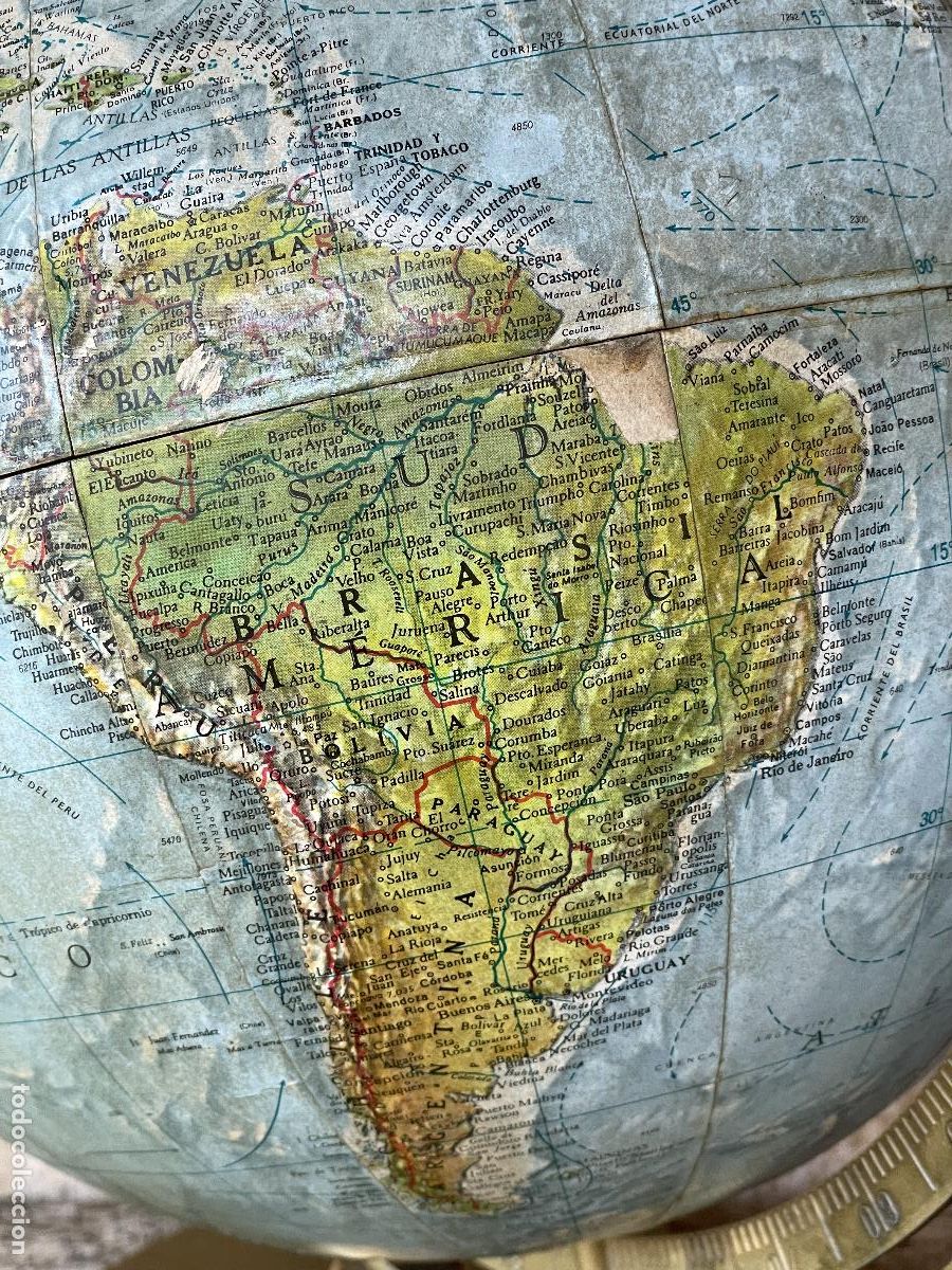 Coleccionismo: GLOBO TERRAQUEO MAPA MUNDI DE EPOCA - Foto 6