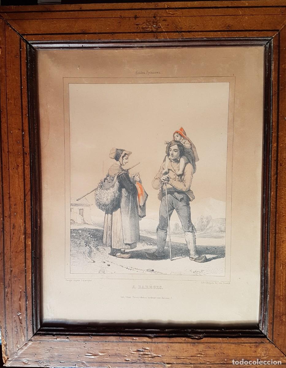 Coleccionismo: PIRINEOS .GRABADO. BENASQUE LUCHON. EN BAR&Egrave;GES . AUGUSTE BRY.HACIA 1850. MARCO DE ORIGEN.