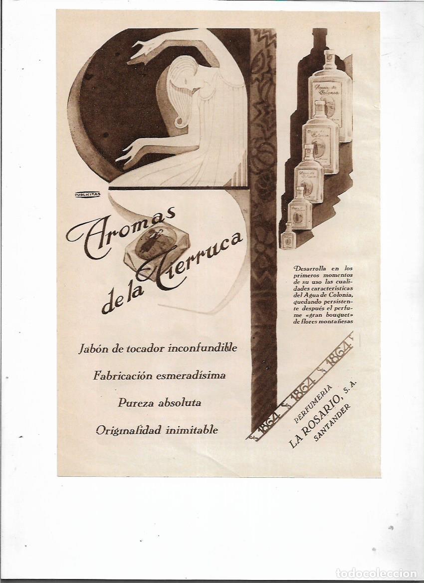 Coleccionismo: A&Ntilde;O 1929 RECORTE PRENSA PUBLICIDAD AROMAS DE LA TIERRUCA PERFUMERIA LA ROSARIO SANTANDER