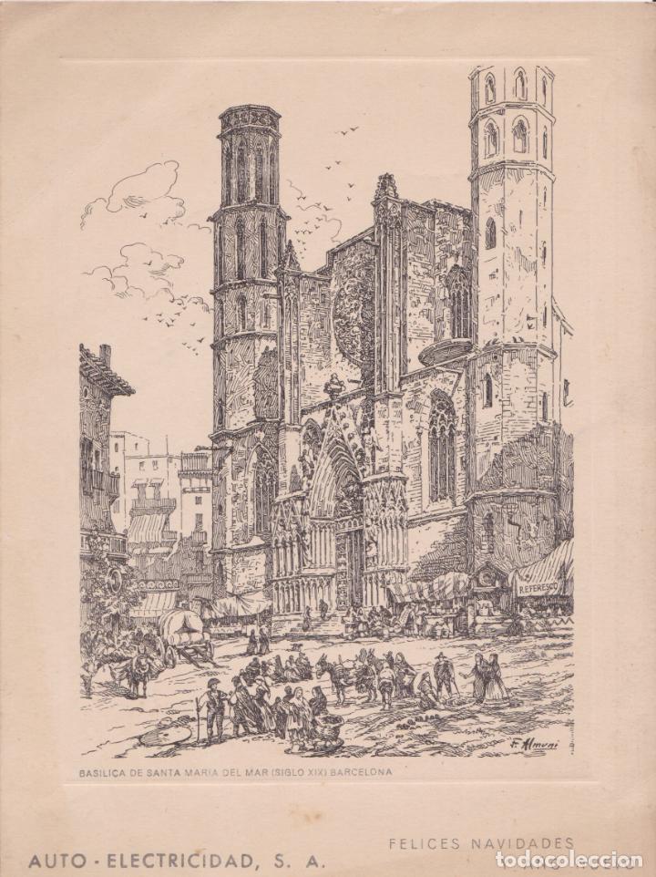 Collectionnisme: ANTIGUA LAMINA BARCELONA, BAS&Iacute;LICA DE SANTA MARIA DEL MAR (SIGLO XIX)- (14,5X19,5)