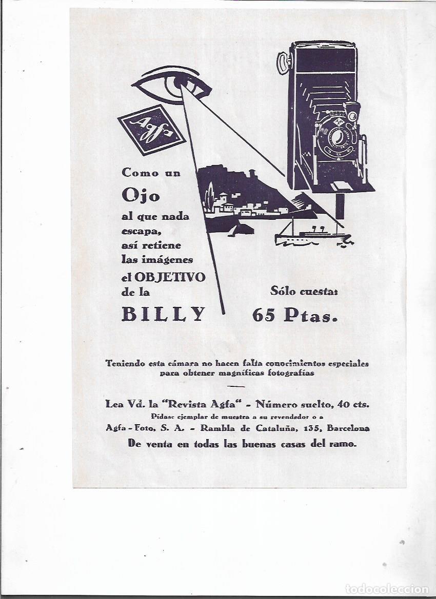 Coleccionismo: A&Ntilde;O 1929 RECORTE PRENSA PUBLICIDAD FOTOGRAFIA AGFA CAMARA FOTOS OBJETIVO BILLY