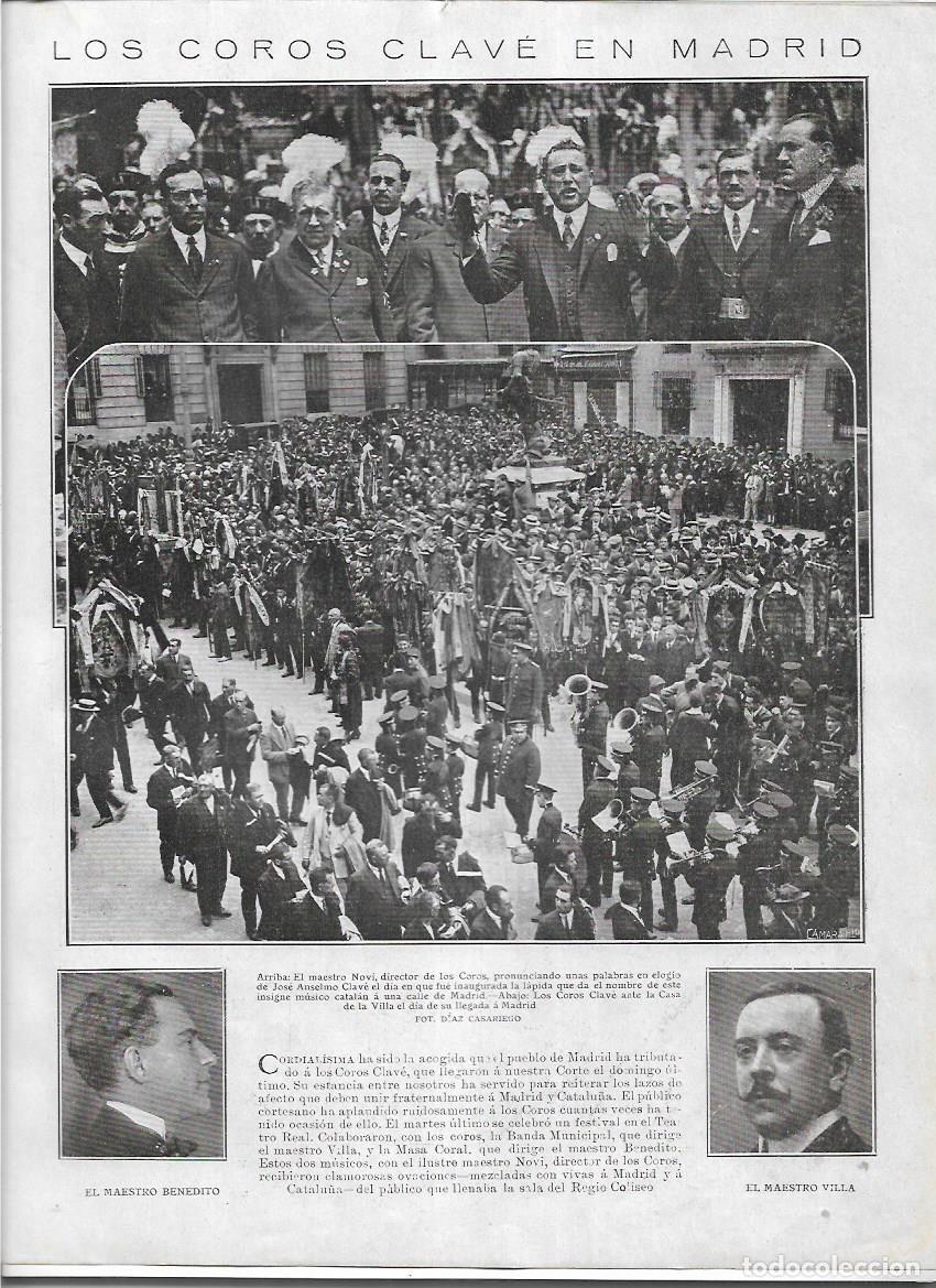 Colecionismo: A&Ntilde;O 1925 RECORTE PRENSA LOS COROS DE CLAVE EN MADRID NOVI MAESTRO BENEDITO MAESTRO VILLA MUSICA