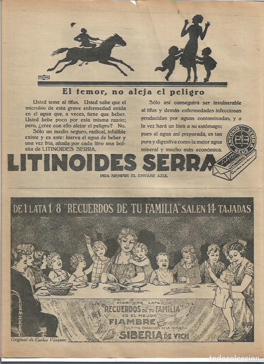 Colecionismo: A&Ntilde;O 1925 RECORTE PRENSA PUBLICIDAD LITINOIDES SERRA LABORATORIO ANTONIO SERRA REUS