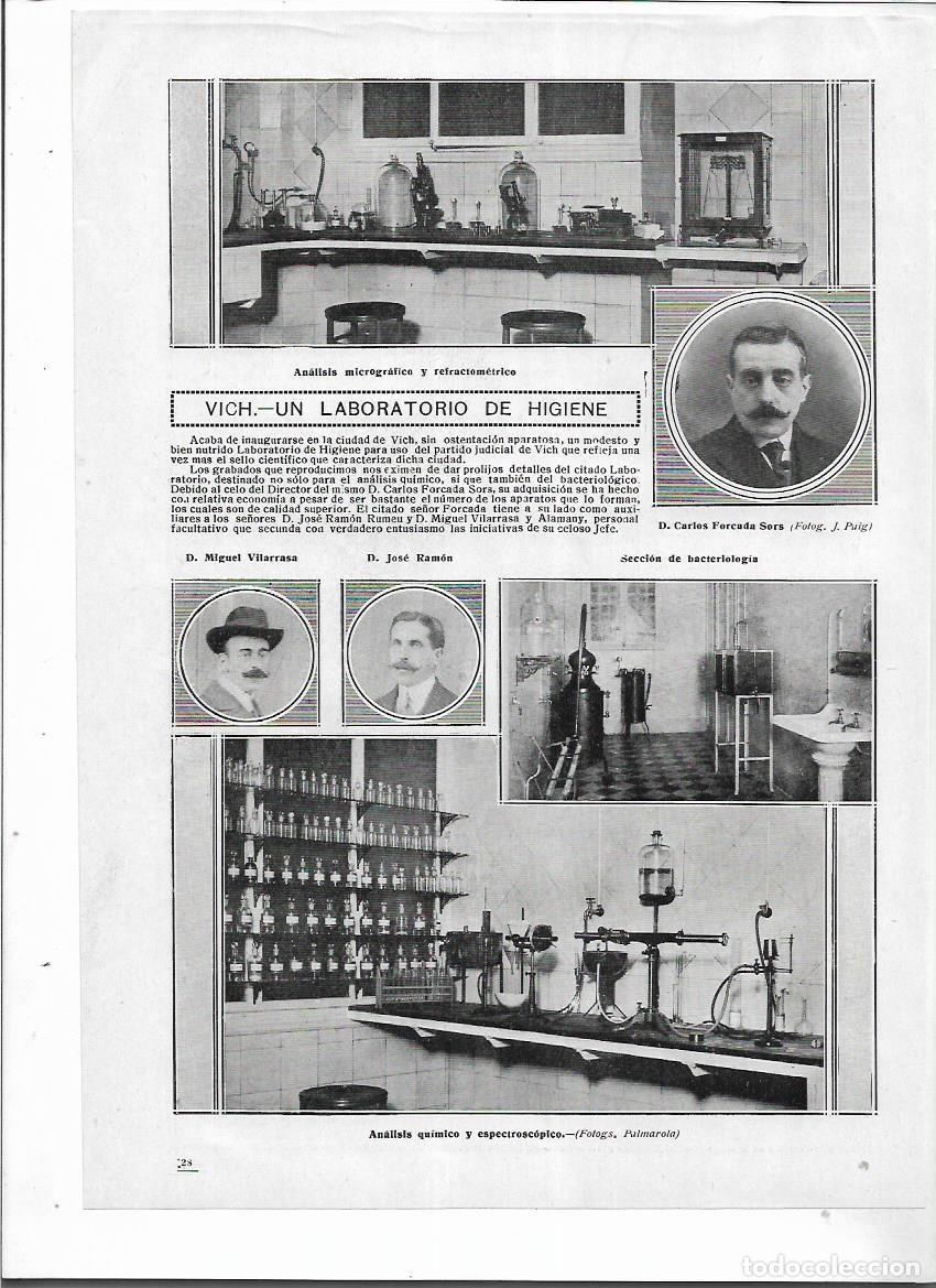 Collezionismo: A&Ntilde;O 1913 RECORTE PRENSA VIC LABORATORIO DE HIGIENE ANALISIS QUIMICO CARLOS FORCADA JOSE RAMON
