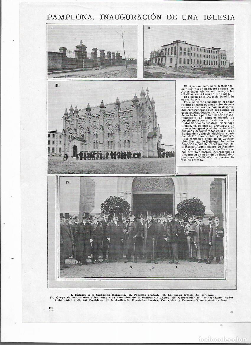 Collezionismo: A&Ntilde;O 1913 RECORTE PRENSA PAMPLONA INAUGURACION DE LA IGLESIA DE BARA&Ntilde;AIN