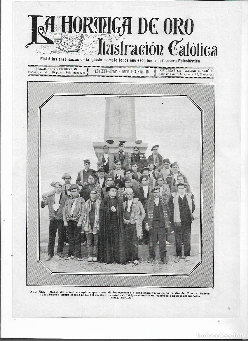 Colecionismo: A&Ntilde;O 1913 RECORTE PRENSA ALCA&Ntilde;IZ MOZOS REEMPLAZO ERMITA NUESTRA SE&Ntilde;ORA DE LOS PUEYOS OBELISCO