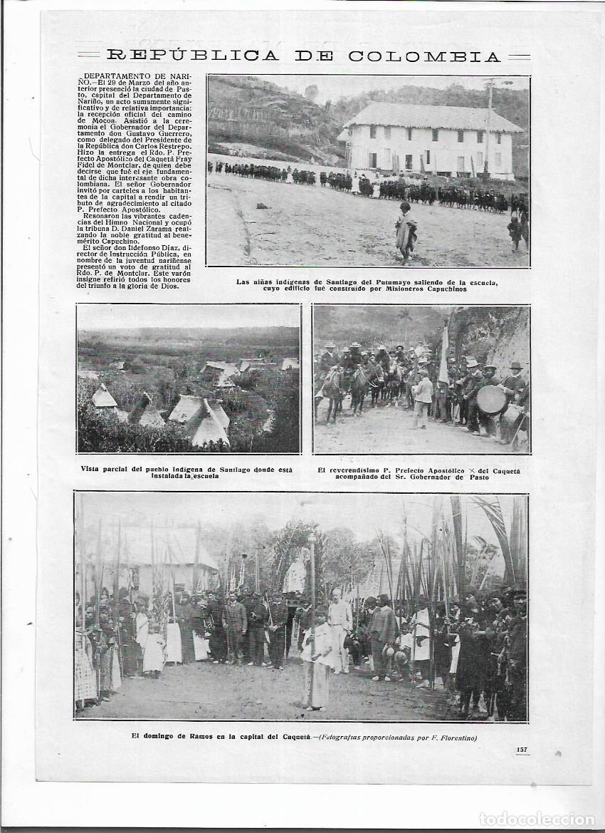 Coleccionismo: A&Ntilde;O 1913 RECORTE PRENSA REPUBLICA DE COLOMBIA ESCUELA SANTIAGO DE PUTUMAYO MISIONEROS CAPUCHINOS