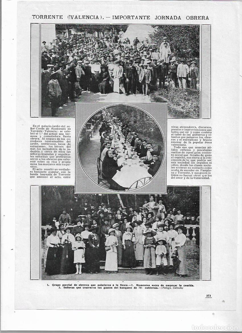 Collecting paper: A&Ntilde;O 1913 RECORTE PRENSA TORRENTE VALENCIA FIESTA OBRERA BANQUETE POPULAR BANDA MUSICA