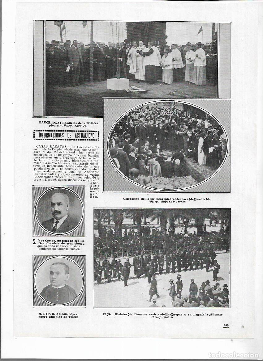 Colecionismo: A&Ntilde;O 1913 RECORTE PRENSA BARCELONA TRAVESSERA SANTS BENDICION PRIMERA PIEDRA CASAS BARATAS