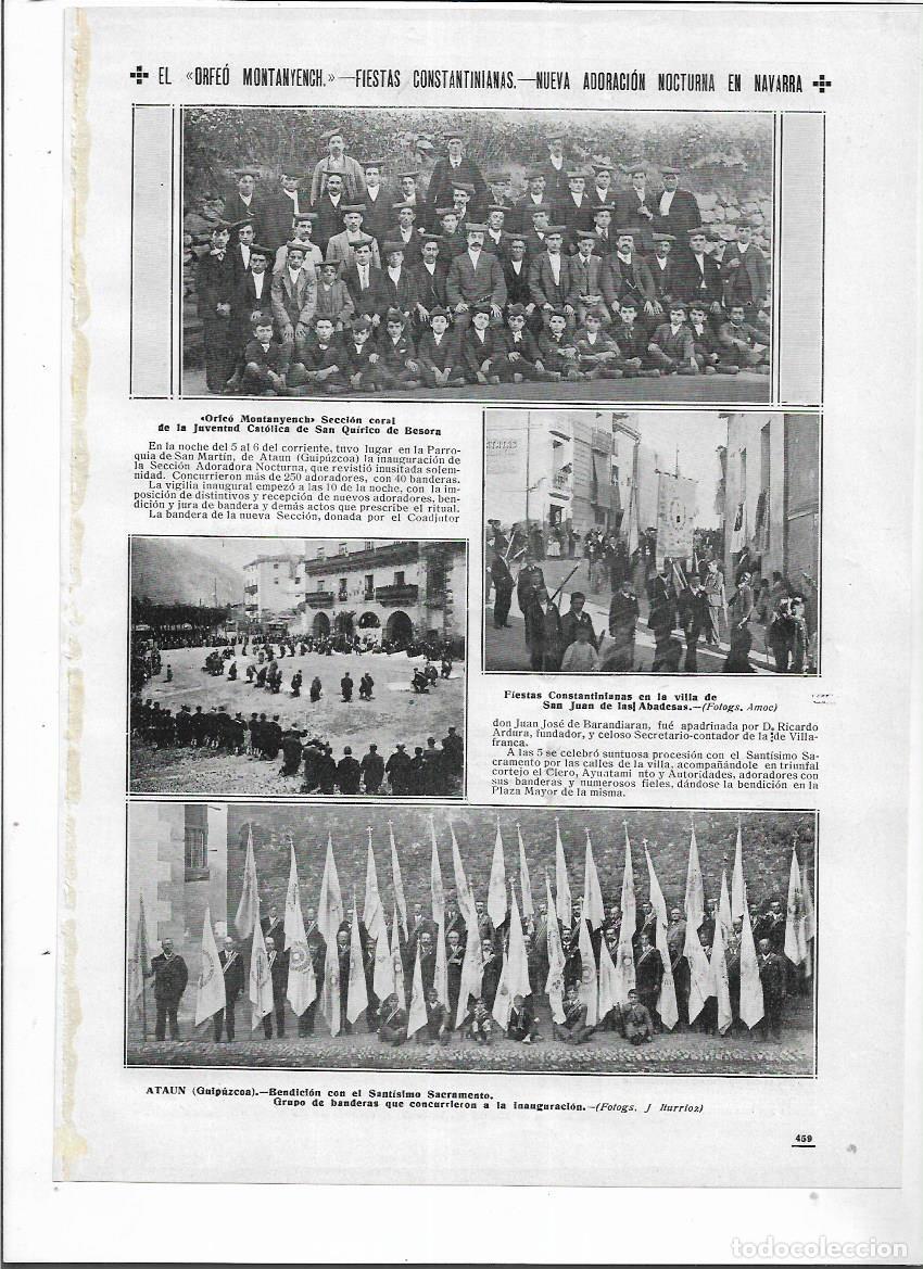 Colecionismo: A&Ntilde;O 1913 RECORTE PRENSA ORFEO MONTANYENC SANT QUIRZE DE BESORA SECCION CORAL JUVENTUD CATOLICA