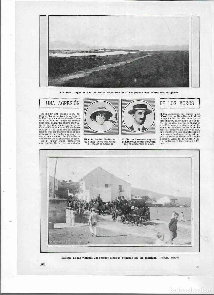 Colecionismo: A&Ntilde;O 1913 RECORTE PRENSA LA RESTINGA ATAQUE DILIGENCIA ENTIERRO VICTIMAS EMILIO GUTIERREZ CEUTA