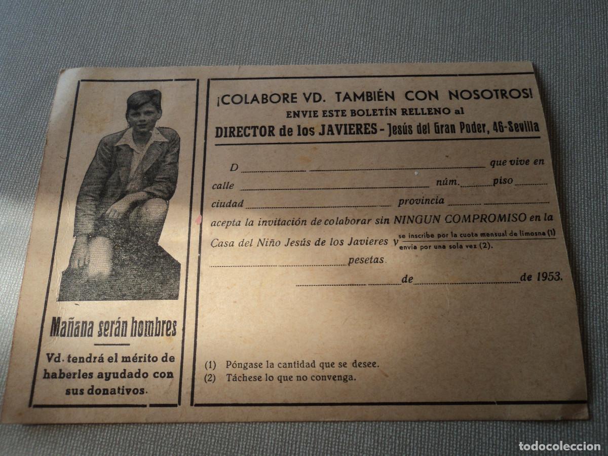 Coleccionismo: hogar del ni&ntilde;o jesus, impreso colaboracion con la ciudad de los muchacho, sevilla, 1953