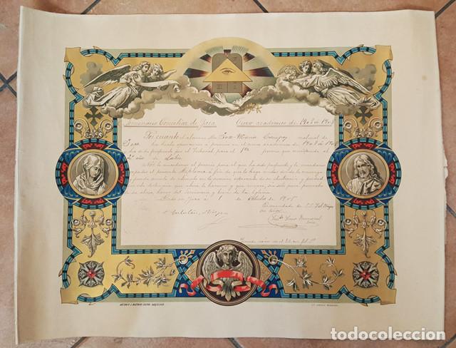 Collezionismo: DIPLOMA SEMINARIO CONCILIAR DE JACA CURSO 1907 A 1908, 44 X 57 CM, ANTONIO J BASTINOS EDITOR BCN
