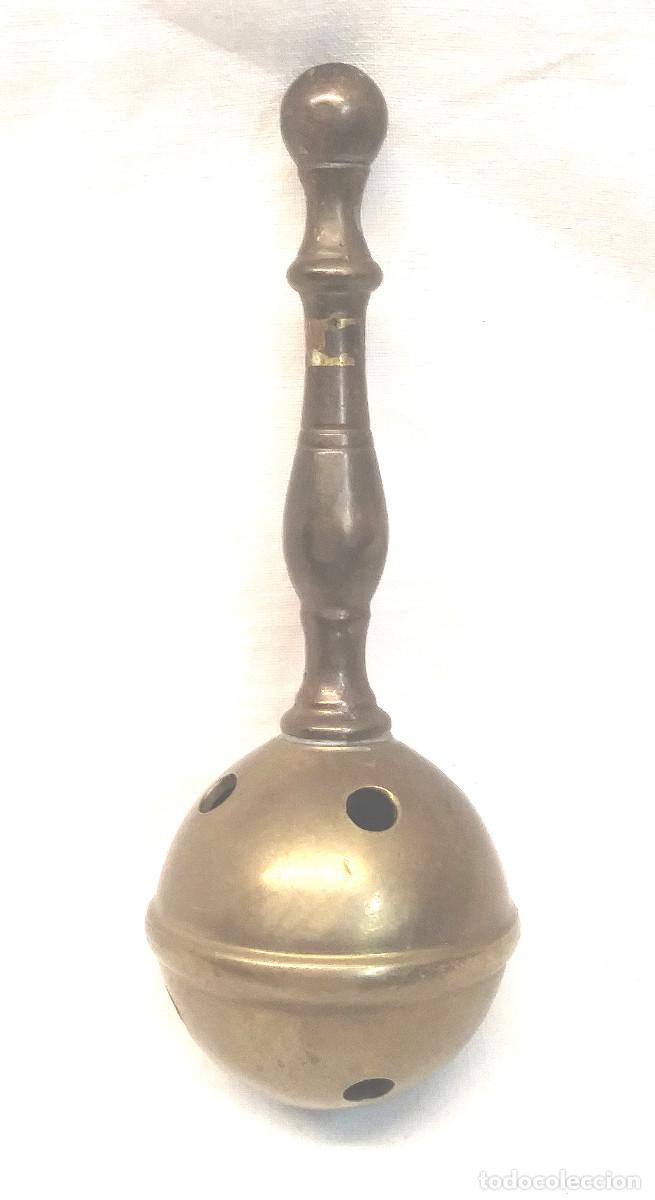 Coleccionismo: Sonajero Bronce. Med 12,50 cm - Foto 1