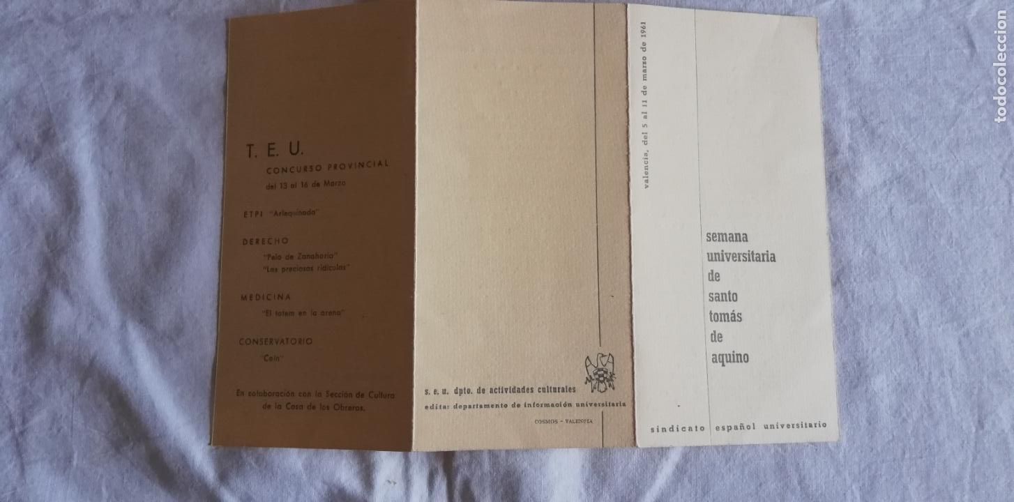 Coleccionismo: ANTIGUO PROGRAMA SEMANA UNIVERSITARIA DE SANTO TOM&Aacute;S DE AQUINO 1961 SINDICATO ESPA&Ntilde;OL UNIVERSITARIO