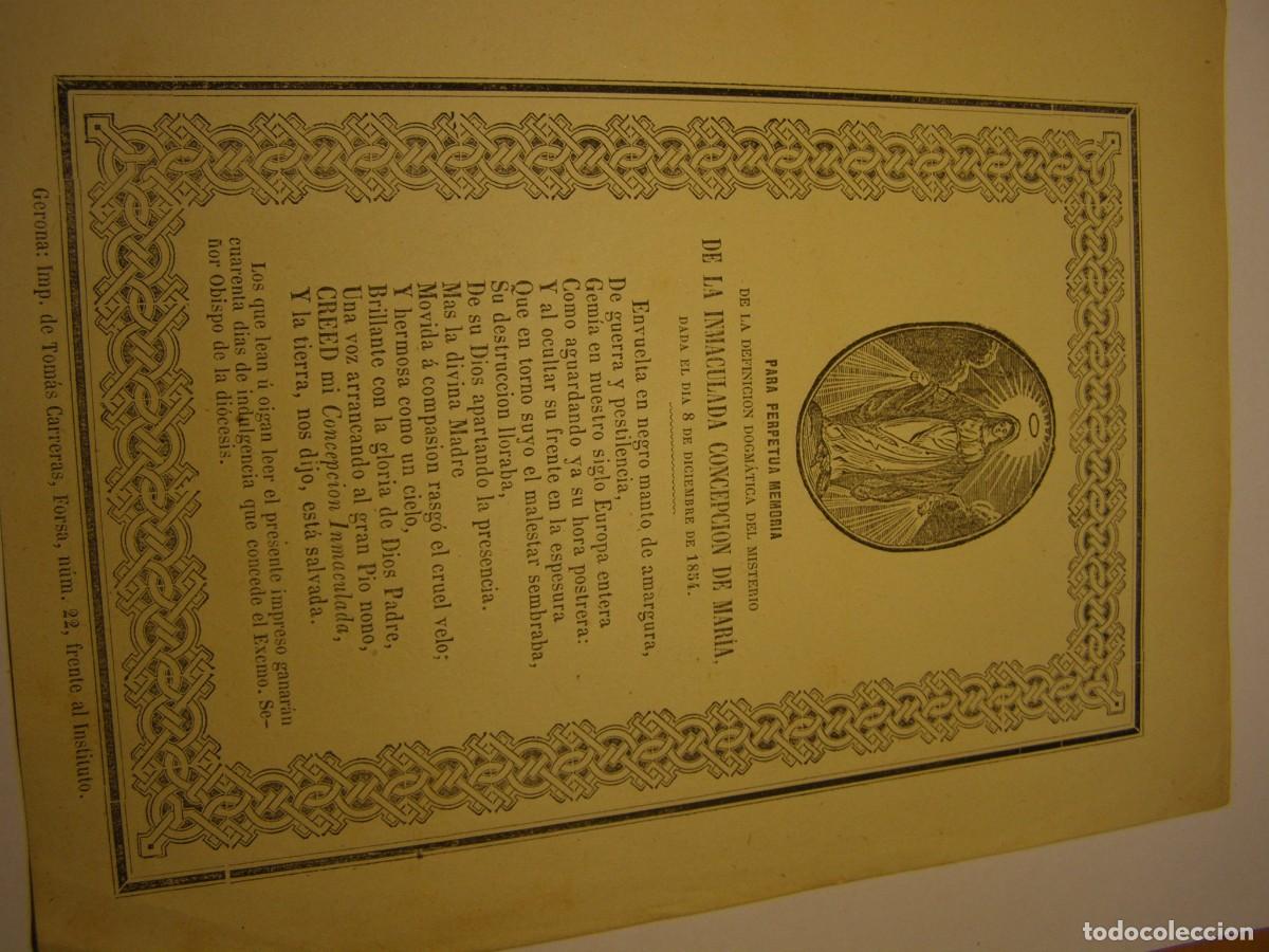 Coleccionismo: Antiguo poema a la Inmaculada Concepci&oacute;n. Segunda mitad siglo XIX.