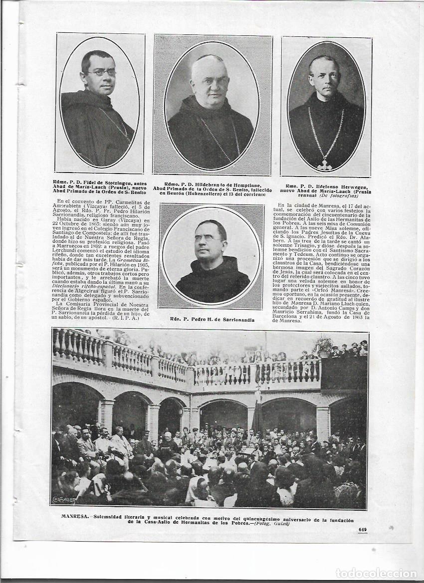 Sammelleidenschaft Papier: A&Ntilde;O 1913 RECORTE PRENSA MANRESA ANIVERSARIO FUNDACION CASA ASILO HERMANITAS DE LOS POBRES