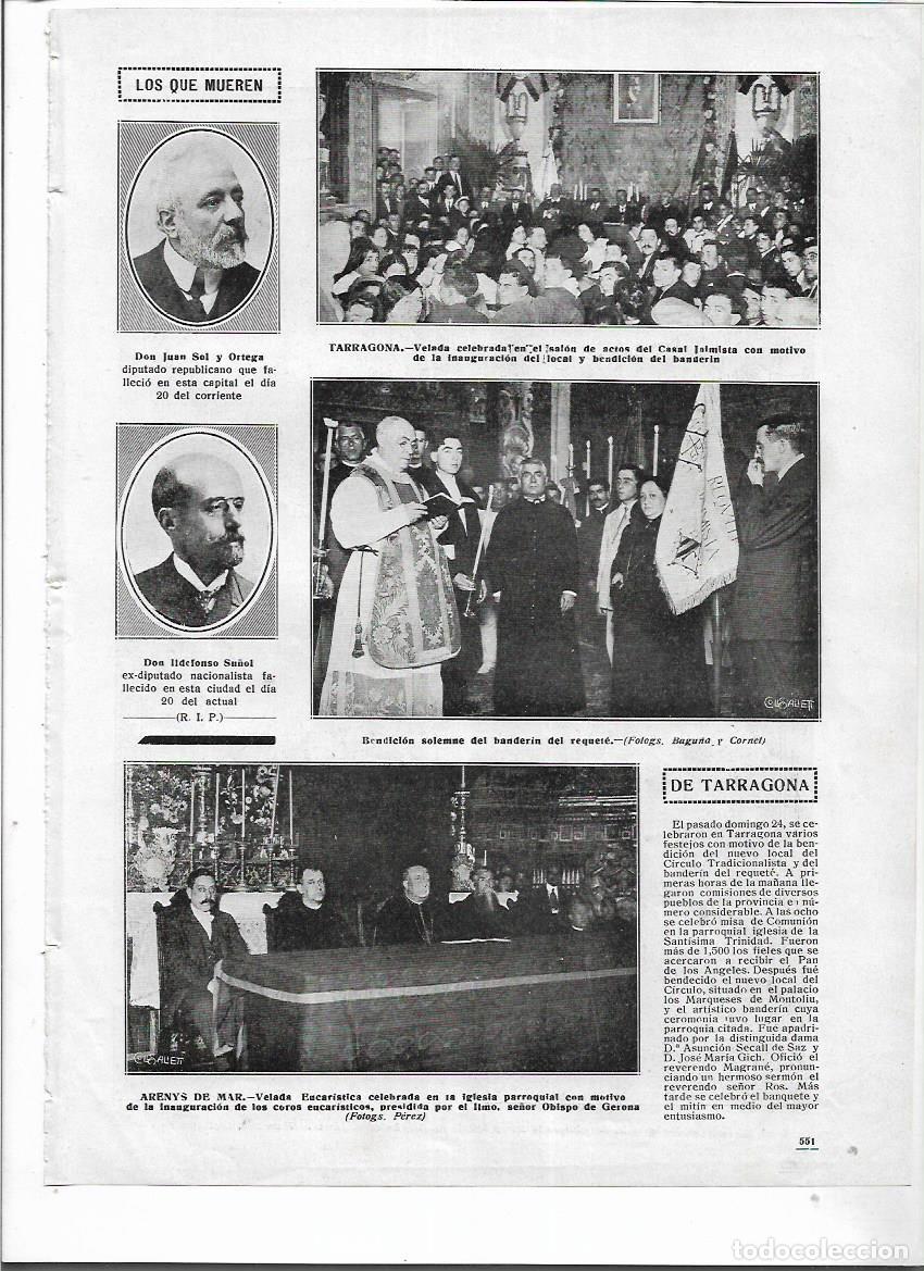 Collectionnisme: A&Ntilde;O 1913 RECORTE PRENSA ARENYS DE MAR VELADA EUCARISTICA IGLESIA INAUGURACION COROS EUCARISTICOS