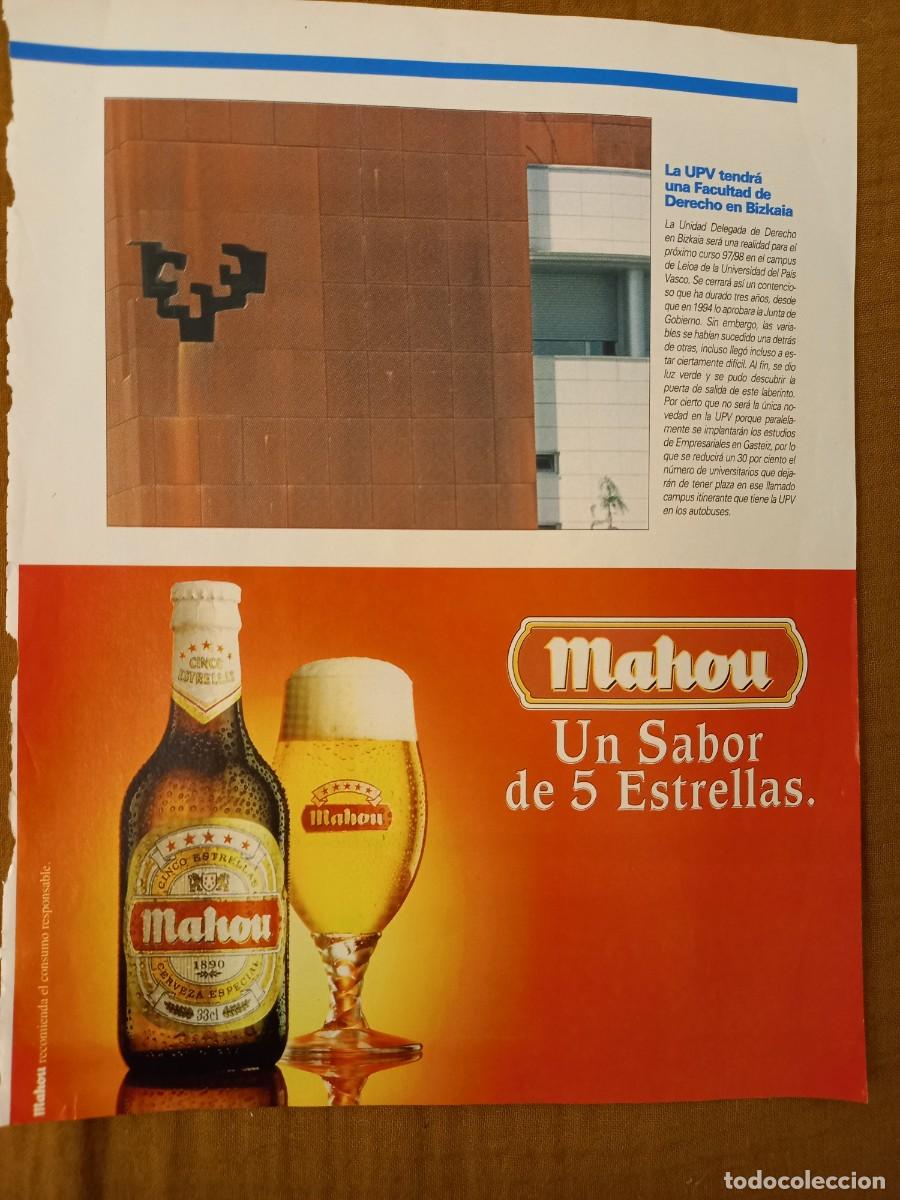 Coleccionismo: PUBLICIDAD ANUNCIO DE CERVEZA MAHOU MEDIA PAGINA DE REVISTA